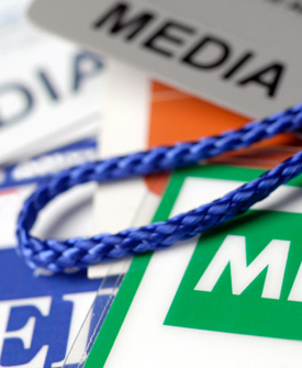 Image of media passes, identification issued to journalists